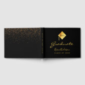 卒業パーティーの黒い金ゴールドキャップ ゲストブック (全面)