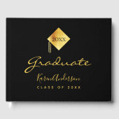 卒業パーティーの黒い金ゴールドキャップ ゲストブック (正面)