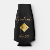 卒業パーティーの黒い金ゴールドキャップ ボトルクーラー (正面)