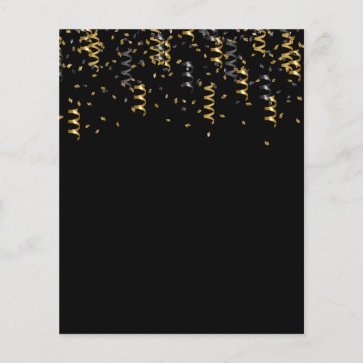卒業パーティーの黒い金ゴールド予算の招待 チラシ (裏面)