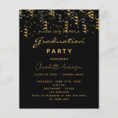 卒業パーティーの黒い金ゴールド予算の招待 チラシ (正面)