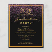 卒業パーティーの黒い金ゴールド予算の招待 チラシ (正面)