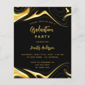 卒業パーティーの黒い金ゴールド予算の招待 チラシ (正面)