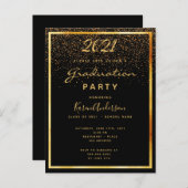 卒業パーティーの黒い金ゴールド招待 ポストカード (正面/裏面)