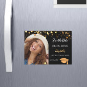 卒業パーティーの黒写真Dateカードを保存 マグネット招待状