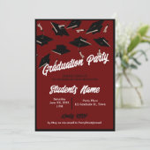 卒業パーティーの黒帽子を空中に浮かべるマルーン 招待状 (スタンド正面)