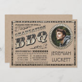 卒業パーティーのBBQ招待状 | オリジナル写真 招待状 (正面/裏面)