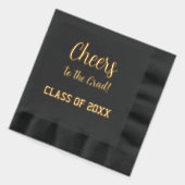 卒業パーティーへの応援ブラック&金ゴールド 箔ナプキン (左)