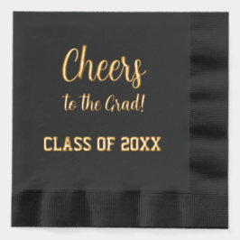 卒業パーティーへの応援ブラック&金ゴールド 箔ナプキン