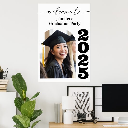 卒業パーティーへようこそ写真の看板 ポスター (ホームオフィス)