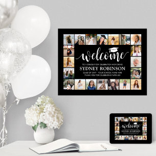 卒業パーティーへようこそ20フォトコラージーブラック ポスター