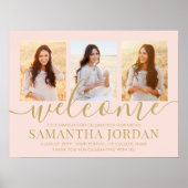 卒業パーティーへようこそ3フォト赤面ピンク&金ゴールド ポスター (正面)