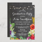 卒業パーティーアロハトロピカルルアウ(ハワイ式宴会)ライト招待状 招待状 (正面/裏面)