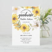 卒業パーティーイエローホワイトヒマワリパーティー 招待状 (スタンド正面)