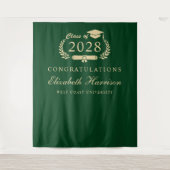 卒業パーティーエレガントグリーン金ゴールドへようこそ タペストリー (正面)