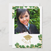 卒業パーティーエレガントフェイク金ゴールドフローラ 招待状 (裏面)