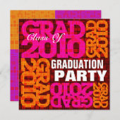 卒業パーティーオレンジピンクモザイク招待状 招待状 (正面/裏面)