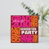 卒業パーティーオレンジピンクモザイク招待状 招待状 (スタンド正面)