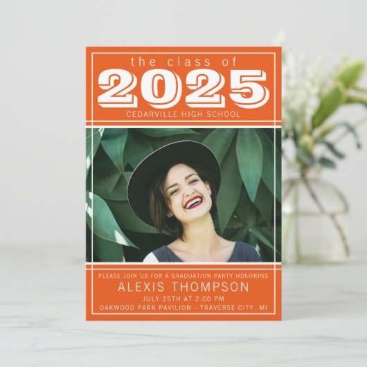 卒業パーティーオープンハウス2023フォトオレンジ 招待状 (スタンド正面)