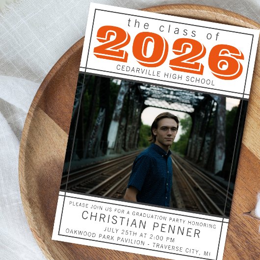 卒業パーティーオープンハウス2023フォトオレンジ 招待状