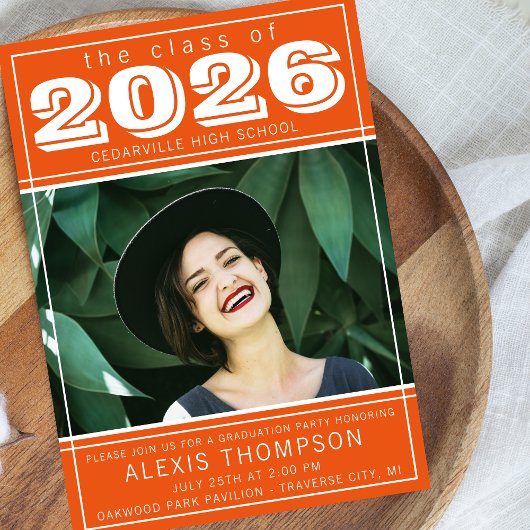 卒業パーティーオープンハウス2023フォトオレンジ 招待状