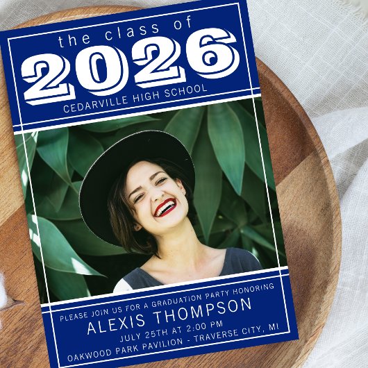 卒業パーティーオープンハウス2025フォトブルー 招待状