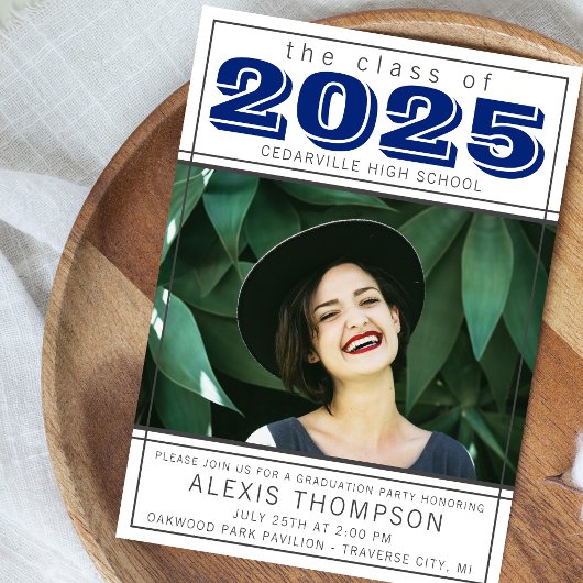 卒業パーティーオープンハウス2025フォトブルー 招待状