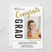 卒業パーティーオープンハウス2025写真金ゴールド 招待状 (正面)