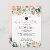 卒業パーティーガーデンエレガント開花バラフローラ 招待状 (正面/裏面)