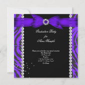 卒業パーティーグラードワイルドゼブラパープルフォト 招待状 (裏面)