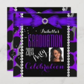 卒業パーティーグラードワイルドパープルフォト 招待状 (正面/裏面)