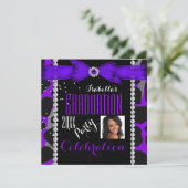 卒業パーティーグラードワイルドパープルフォト 招待状 (スタンド正面)