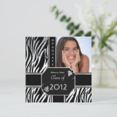 卒業パーティーグラード白黒ゼブラアニマル 招待状 (スタンド正面)