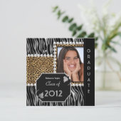 卒業パーティーグラード白黒ヒョウゼブラ 招待状 (スタンド正面)