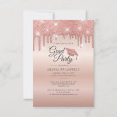 卒業パーティーグラード2022バラ金ゴールドグリッター 招待状 (正面)