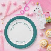 卒業パーティーグリーンアンドホワイトシンプル ペーパープレート (パーティー)