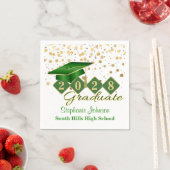 卒業パーティーグリーン&金ゴールド20XX スタンダードカクテルナプキン (インサイチュ)