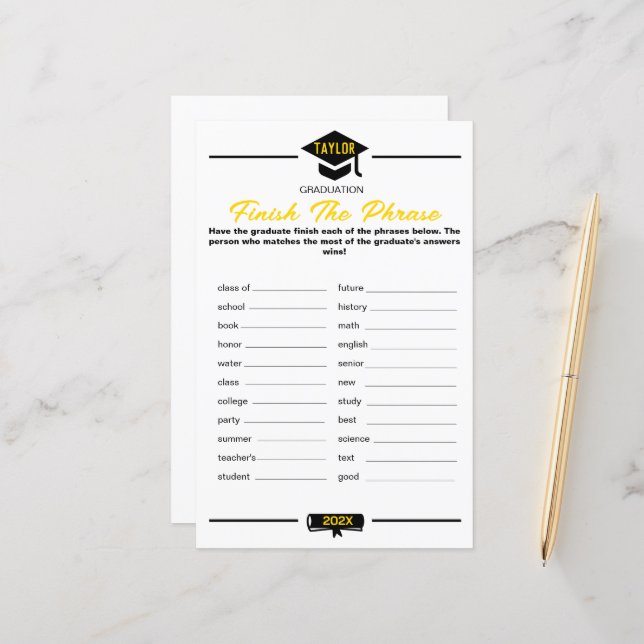 卒業パーティーゲーム – フレーズの終了 (正面/裏面インサイチュ)