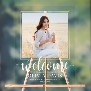 卒業パーティースクリプトへようこそ&1 Square写真 アクリルサイン