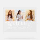 卒業パーティースクリプトへようこそ&3フォトコラージュ アクリルサイン (正面)