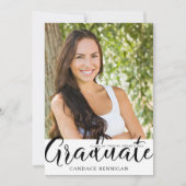 卒業パーティースクリプト大学院フォト白黒 招待状 (正面)