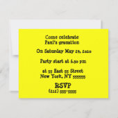 卒業パーティースクールバスイエロー招待状 招待状 (裏面)