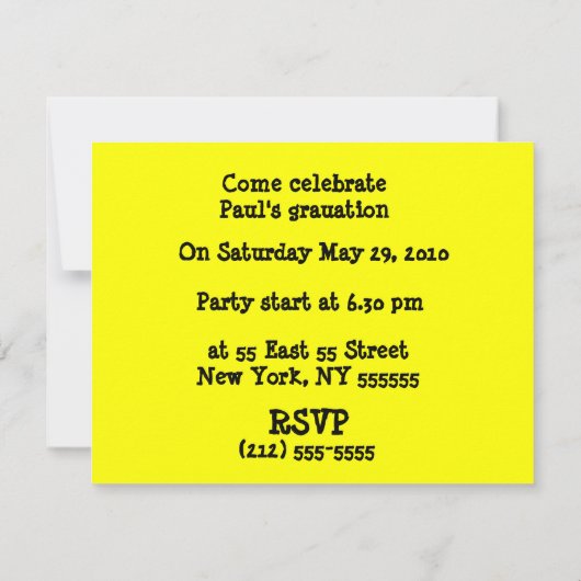 卒業パーティースクールバスイエロー招待状 招待状 (裏面)