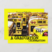 卒業パーティースクールバスイエロー招待状 招待状 (正面/裏面)