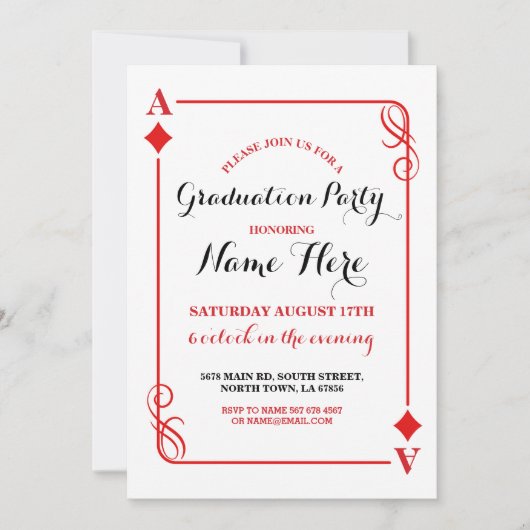 卒業パーティーダイアモンド遊ズカードベガス招待状 招待状 (正面)