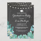 卒業パーティーチョークポリュントフローラ招待状 招待状 (正面/裏面)