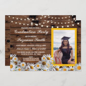 卒業パーティーデイジーウッドフォト招待状グラッド 招待状 (正面/裏面)