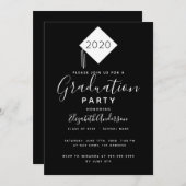 卒業パーティートッパー白黒 招待状 (正面/裏面)
