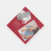 卒業パーティードレッドシルバーグリッターバルーン写真 スタンダードランチョンナプキン (角)