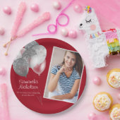 卒業パーティードレッドシルバーグリッターバルーン写真 ペーパープレート (パーティー)